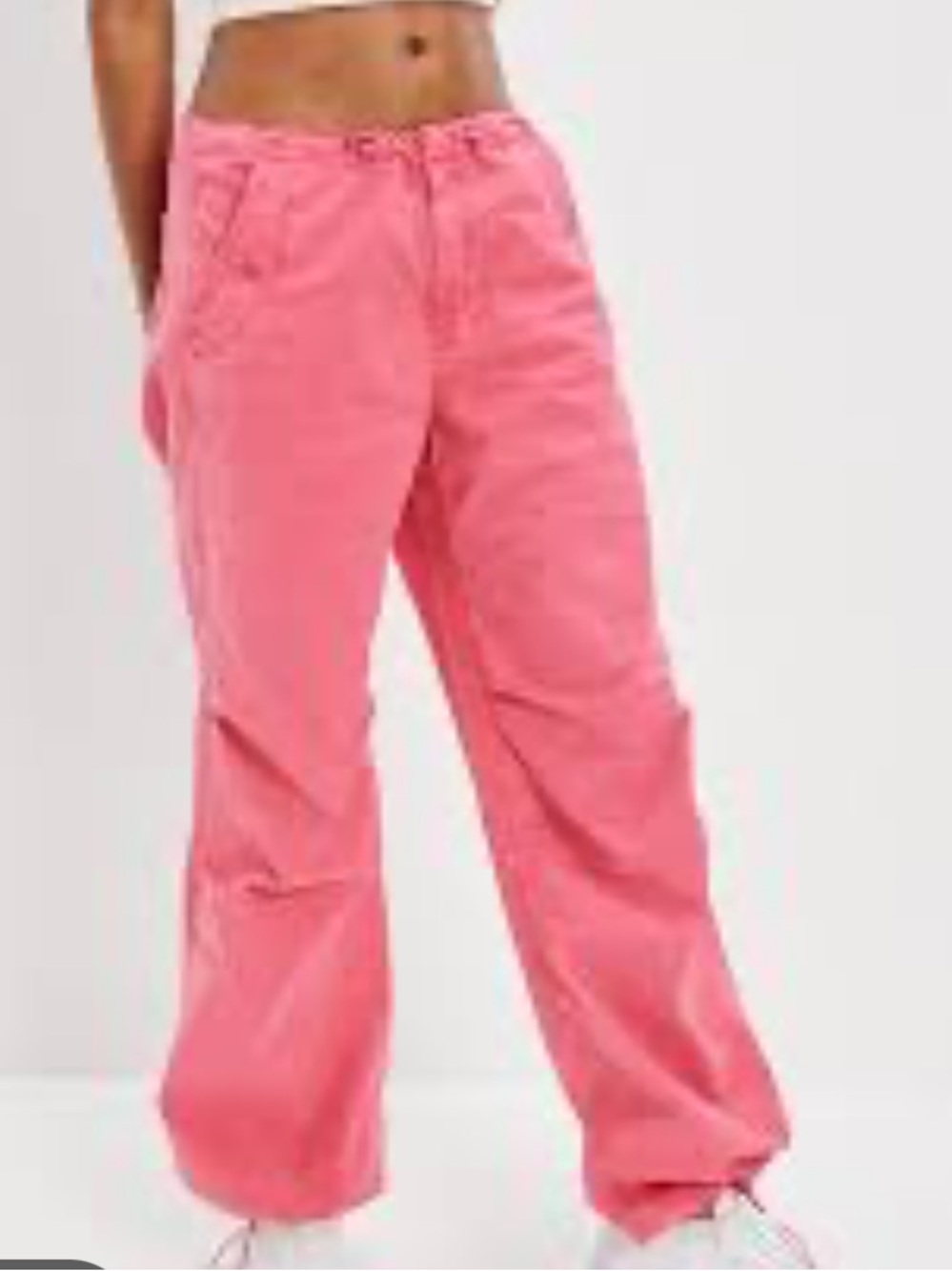 AE Snappy Stretch Low-Rise Parachute baggy pink Pants  drawstring waist ankle S
